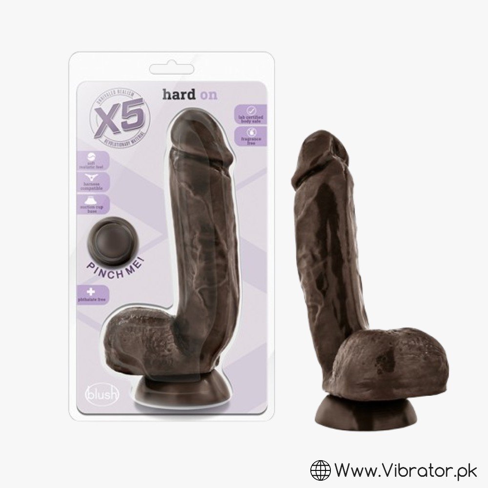 Hard On Dildo X5 8.5In W/Balls Black Blush
