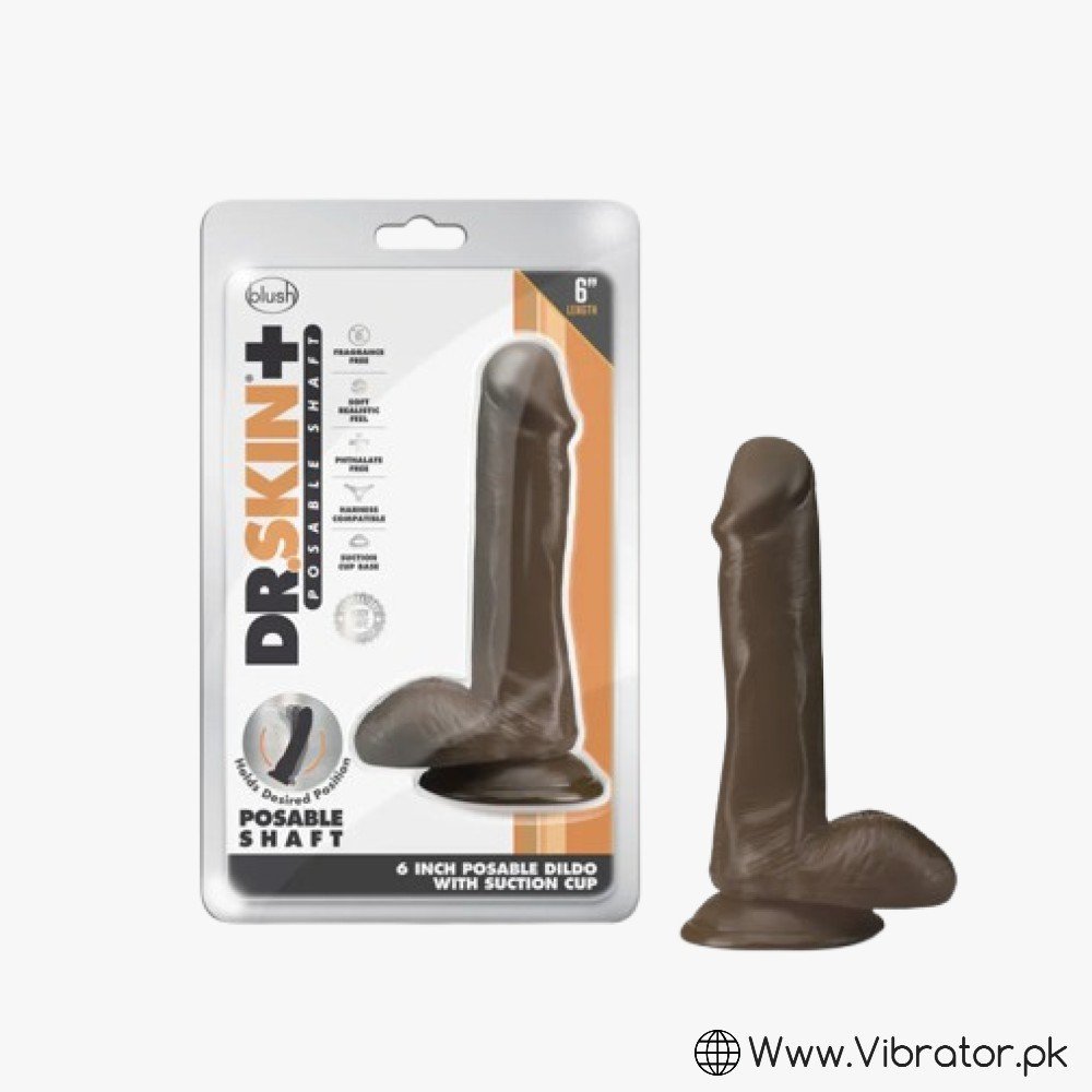 Dr. Skin Plus 6In Posable Dildo With/Balls Chocolate Blush
