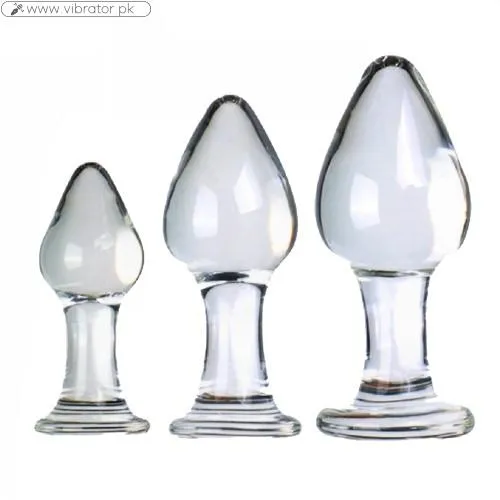 3Pcs Crystal Glass Anal Butt Plug Set In Pakistan