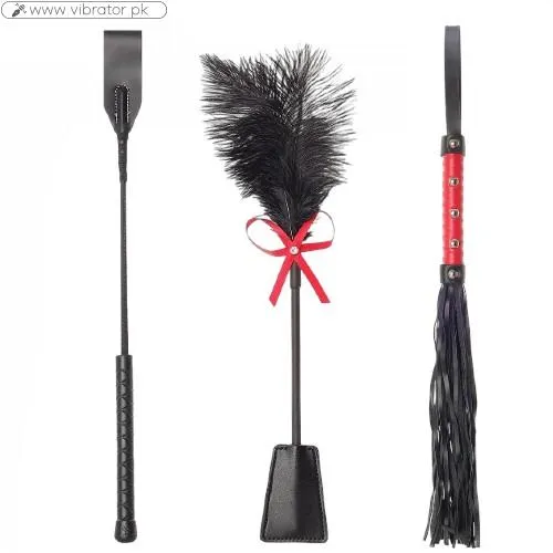 3 Pcs Whip Leather Horse Crop BDSM In Pakistan